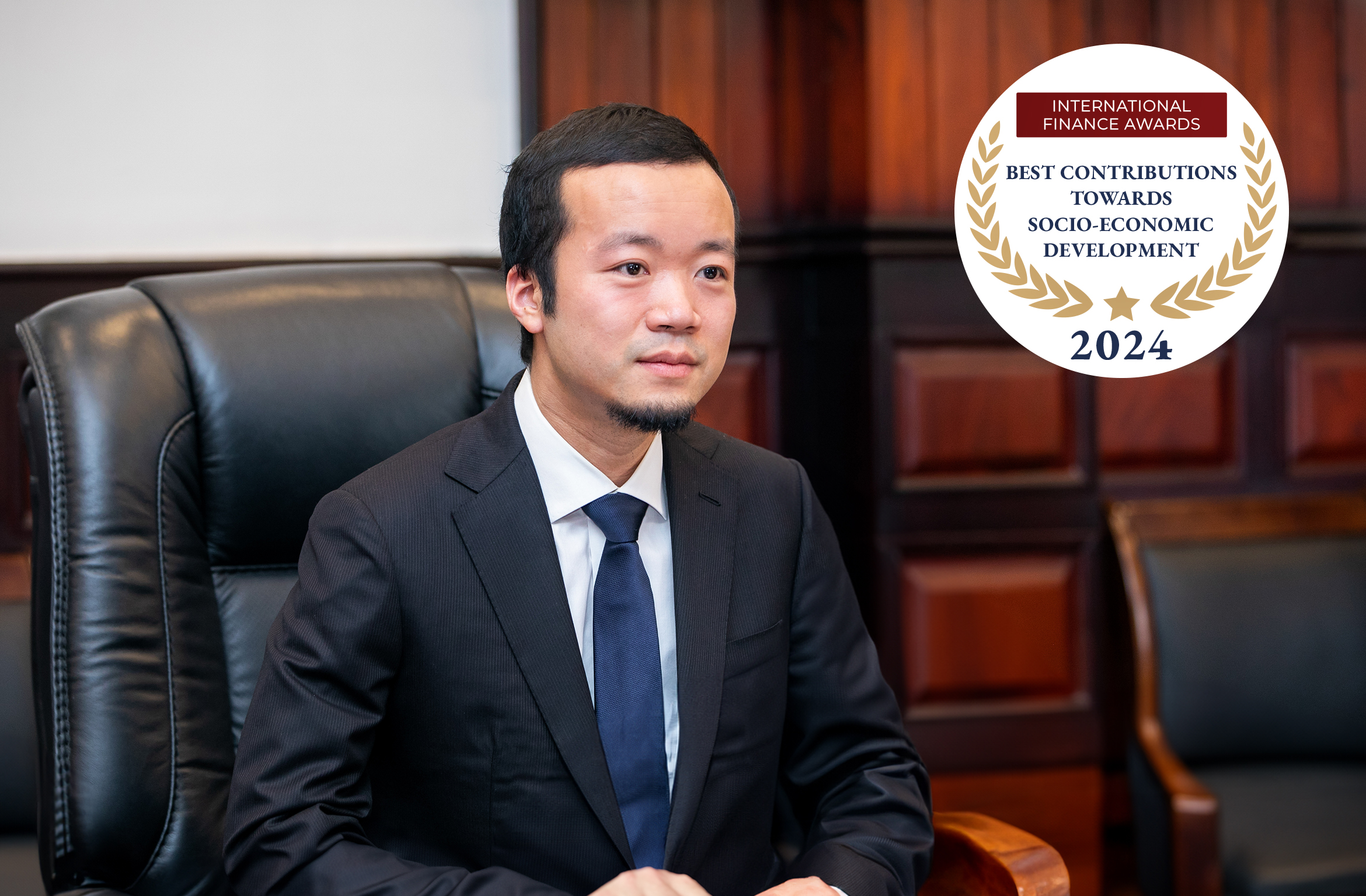 Neak Oknha Chen Zhi, Chairman of Prince Holding Group, received the 'Best Contributions Towards Socio-Economic Development - Cambodia' award at the International Finance Awards, showcasing his visionary leadership in advancing Cambodia’s economic and social progress.