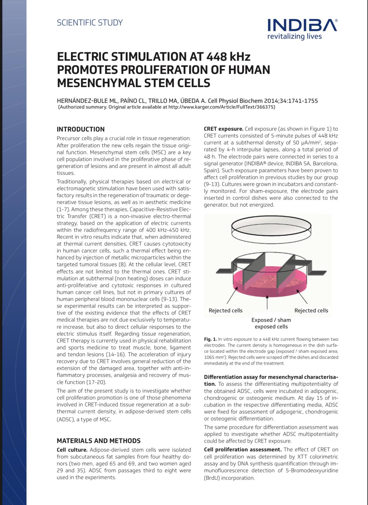 Breakthrough Study Highlights INDIBA Proionic 448kHz's Role in Stem Cell Proliferation.