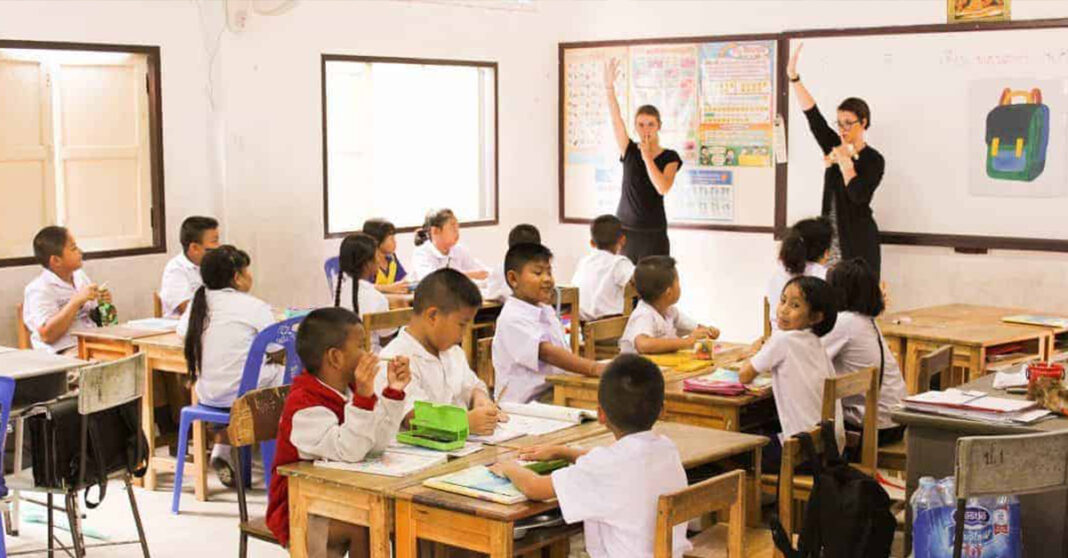 Thai Students Learning with Foreign Teachers