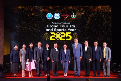 Prime Minister H.E. Ms. Paetongtarn Shinawatra presides over the official launch of the Amazing Thailand Grand Tourism and Sports Year 2025 campaign, joined by high-ranking tourism and sports officials. This landmark initiative aims to attract 40 million visitors and generate 3 trillion Baht in revenue, featuring world-class festivals, premier sporting events, and exclusive travel experiences throughout the year.