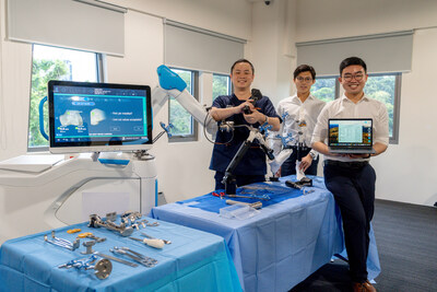 Dr Glen Liau Consultant, Division of Adult Reconstruction and Joint Replacement Surgery, Department of Orthopaedic Surgery, Alexandra Hospital.  Mr Ryan Loke, final year medical student Dr Matthew Ng, house officer Showcasing a novel AI-based algorithm for robotic TKR which enhances accuracy and efficiency