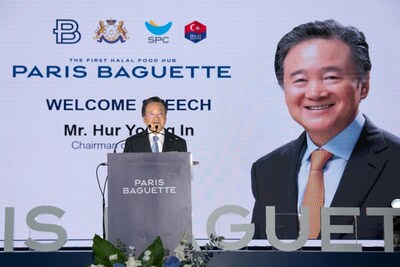 SPC Group Chairman Hur Young-in delivering a speech at the opening ceremony of the Johor Production Center