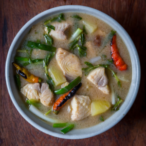 Southern-style Mekong fish soup with paddy herb and pineapple