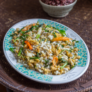 Stir-friend weaver ant eggs with egg, chilli and garlic