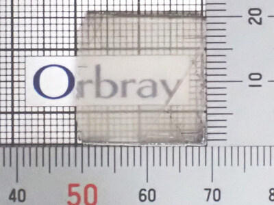 Figure: Freestanding 20mm square single-crystal (111) diamond substrate.