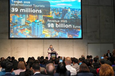 Thai PM Paetongtarn Shinawatra at ITB Berlin 2025, unveiling Thailand’s bold vision for sustainable, high-value tourism and inviting global travellers to experience the Amazing Thailand Grand Tourism and Sports Year 2025.