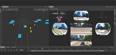 Foretellix's Foretify software visualizing an intersection scenario, integrating multi-sensor simulated camera views and 3D scenario animations for scalable, efficient, and safe testing of AI-powered autonomous vehicle stacks. Foretellix's Foretify software visualizing an intersection scenario, integrating multi-sensor simulated camera views and 3D scenario animations for scalable, efficient, and safe testing of AI-powered autonomous vehicle stacks.
