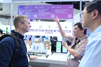 ITRI researchers present the B5G NTN wide-coverage base station system, which enables seamless high-speed communication across land, sea, and air.