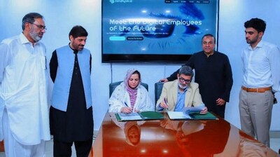 Dr. Saima Hassan, representing SmartLearnify, and Belal Faruki, Founder and CEO of Mindhyve.ai™, sign an MoU to collaborate on advancing AI-driven digital learning solutions Dr. Saima Hassan, representing SmartLearnify, and Belal Faruki, Founder and CEO of Mindhyve.ai™, sign an MoU to collaborate on advancing AI-driven digital learning solutions