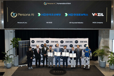 Pictured from left: Mingyu Kim (Research Engineer) VAZIL Company, Jerry Pratt (CTO) Persona AI, Inc, Jide Akinyode (COO) Persona AI, Inc, Sungwon Kim (CTO) VAZIL Company, Nicolaus Radford (CEO) Persona AI, Inc, Dongju Lee (Senior Vice President) HD KSOE, Younghoon Song (Vice President) HD Hyundai Robotics, Won Jun Yun (Principal Research Engineer) HD KSOE. Pictured from left: Mingyu Kim (Research Engineer) VAZIL Company, Jerry Pratt (CTO) Persona AI, Inc, Jide Akinyode (COO) Persona AI, Inc, Sungwon Kim (CTO) VAZIL Company, Nicolaus Radford (CEO) Persona AI, Inc, Dongju Lee (Senior Vice President) HD KSOE, Younghoon Song (Vice President) HD Hyundai Robotics, Won Jun Yun (Principal Research Engineer) HD KSOE.