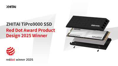 The TiPro9000 SSD stands as one of ZHITAI's latest SSDs,  featuring top-tier specifications and is recognized by the Red Dot Design Award 2025.