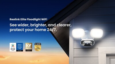 Reolink Elite Floodlight WiFi: See wider, brighter, and clearer, protect your home 24/7.