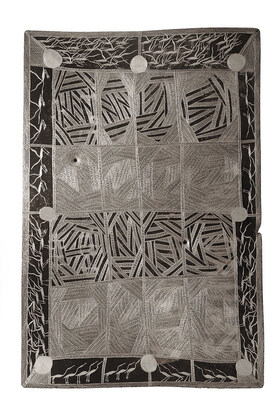 Binygurr Wirrpanda, Yalata, Etched Aluminium, 90 x 60 cm, 2024. Image courtesy of Buku Larrŋgay Mulka.