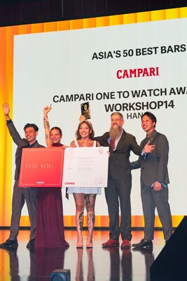 Custom jackets for the representatives of every bar in the 1–50 list — plus Campari One To Watch Award honouree Workshop14 — rolling out across 14 markets in Asia.