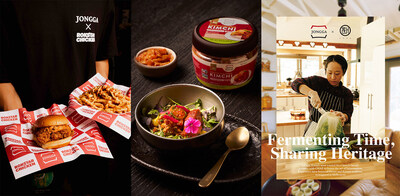 Daesang Jongga Restaurant Collaboration - (From left) Rokstar Chicken's Jongga Kimchi Chicken Sandwich & French Fries, KOCHI's Jongga Kimchi Bibimbap, CHAE’s Official Collaboration Poster