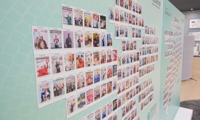600 Instax photos curated into three panels that form Singapore’s icons — Changi Airport Control Tower, Vanda Miss Joaquim, and the Lion Head Symbol