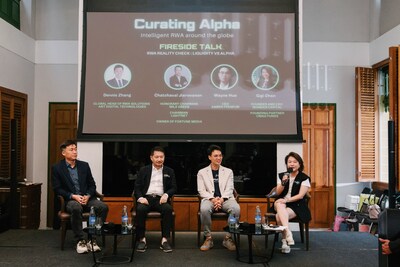 Left to right: Dennis Zhang, Global Head of RWA, Ant Digital Technologies; Chatchaval Jiaravanon, Chairman, Lightnet, Founding Partner, CMAG Funds & Owner of FORTUNE; Wayne Huo, Co-Founder & CEO, Amber Premium; Gigi Chan, Founder & CEO, Wonder Capital Group & Founder Partner, CMAG Funds