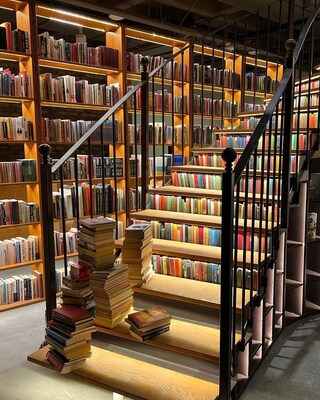Most beautiful book café, Minoa Pera, in Istanbul, Turkey