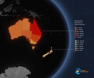 GeoMap™ Oceania, an interactive mapping tool uncovers massive geothermal potential across the region. The tool integrates millions of the Earth’s surface & subsurface data points to identify where drilling technologies can access geothermal heat for electricity, industrial heat & district cooling. An analysis by Project InnerSpace estimates a recoverable geothermal resource potential of 1,596 GW in Australia; 100 GW in New Zealand-nearly 10 times each country’s current installed power capacity. GeoMap™ Oceania, an interactive mapping tool uncovers massive geothermal potential across the region. The tool integrates millions of the Earth’s surface & subsurface data points to identify where drilling technologies can access geothermal heat for electricity, industrial heat & district cooling. An analysis by Project InnerSpace estimates a recoverable geothermal resource potential of 1,596 GW in Australia; 100 GW in New Zealand-nearly 10 times each country’s current installed power capacity.