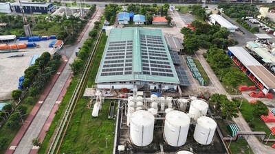 Image: rooftop solar and battery energy storage system installed by TotalEnergies ENEOS at TotalEnergies Marketing Vietnam, Go Dau Plant.