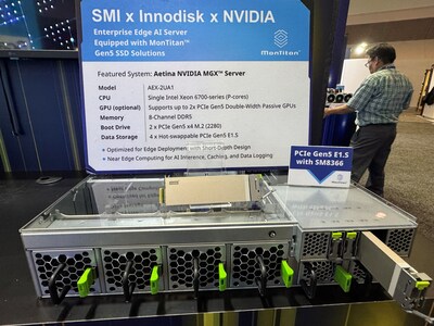 Silicon Motion showcases MonTitan™ SM8366 controller based Innodisk 5TS-P SSDs with Aetina’s MGX-based AEX-2UAI edge server