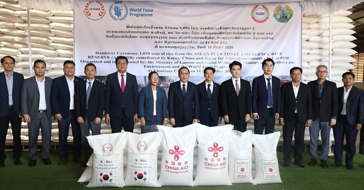 Laos Receives Over 1000 Tons of Rice Aid to Support Disaster Recovery