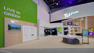 The TCLGreen exhibition zone at TCL’s booth features a display of its groundbreaking new TCL ECORA™ sustainable material