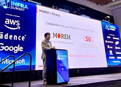 Moreh CEO Gangwon Jo is giving a presentation at the AI Infra Summit 2025 on the afternoon of September 10.