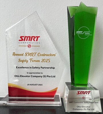 Otis is the only elevator industry company to receive the 2025 SMRT Contractors' Safety Award.