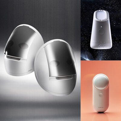 Left: makeON ‘ONFACE,' Amorepacific's new micro-LED mask,  making its debut at IFA 2025/ Top right: makeON ‘Skin Light Therapy 3S’ / Bottom Right: makeON ‘Gem Sono Therapy Relief’