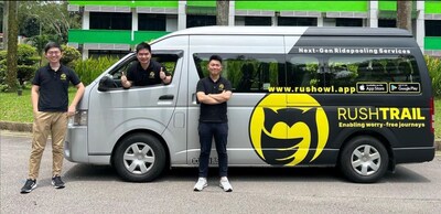RushOwl Founders with their primary offering of smart minibus services for corporates and schools