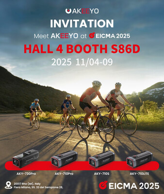 AKEEYO showcases next-generation AKY-710 Lite and AKY-730 Pro at EICMA 2025. Hall 4, Booth S86d, Nov 4–9, Fiera Milano, Rho.