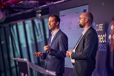 Kodex AI co-founders on stage at CUBE Connect