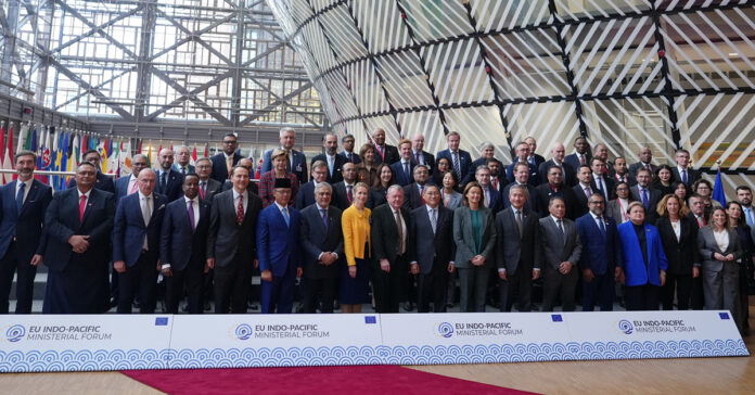 Lao Foreign Minister Thongsavanh Phomvihane attended the EU-Indo-Pacific Ministerial Forum in Brussels, Belgium, 20 to 21 November 2025. (Photo credit: Laos' Ministry of Foreign Affairs)
