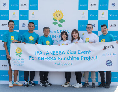 JFA | ANESSA Kids Event for ANESSA Sunshine Project in Singapore - inspiring children to shine infinitely under the sun in partnership with Football Association of Singapore and Albirex Niigata Singapore. Present from left to right are:     Mr. Daisuke Korenaga, Chairman, Albirex Niigata Singapore, Mr. Hassan Sunny, celebrated Singaporean goalkeeper, Mr. Masao Nakayama, Grassroots Director, Japan Football Association, Ms. Kana Kadotani, Vice President of the ANESSA Global Brand Unit, Ms. Jessica Fun, Managing Director of Shiseido Singapore, Mr. Nicolas Baudonnet, Chief Marketing & Business Development Officer, Cosmetic & Fragrance and Mr. Badri Ghent, General Secretary, Football Association of Singapore.