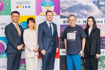 From Left to Right: Jay Lee (Regional Director, Japan & South Korea, Agoda), Satomi Nakabayashi (Country Director Japan, Agoda), Andrew Smith (Senior Vice President, Supply, Agoda) Yoshiharu Hoshino (Chief Executive Officer, Hoshino Resorts Inc), and Aki Yoshikawa (Sales and Distribution Manager, Hoshino Resorts Inc).