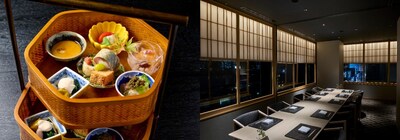 Left: Seasonal Japanese cuisine delicately crafted from the bounty nature across Japan / Right: Private dining room at Japanese Cuisine GINZA GAYU