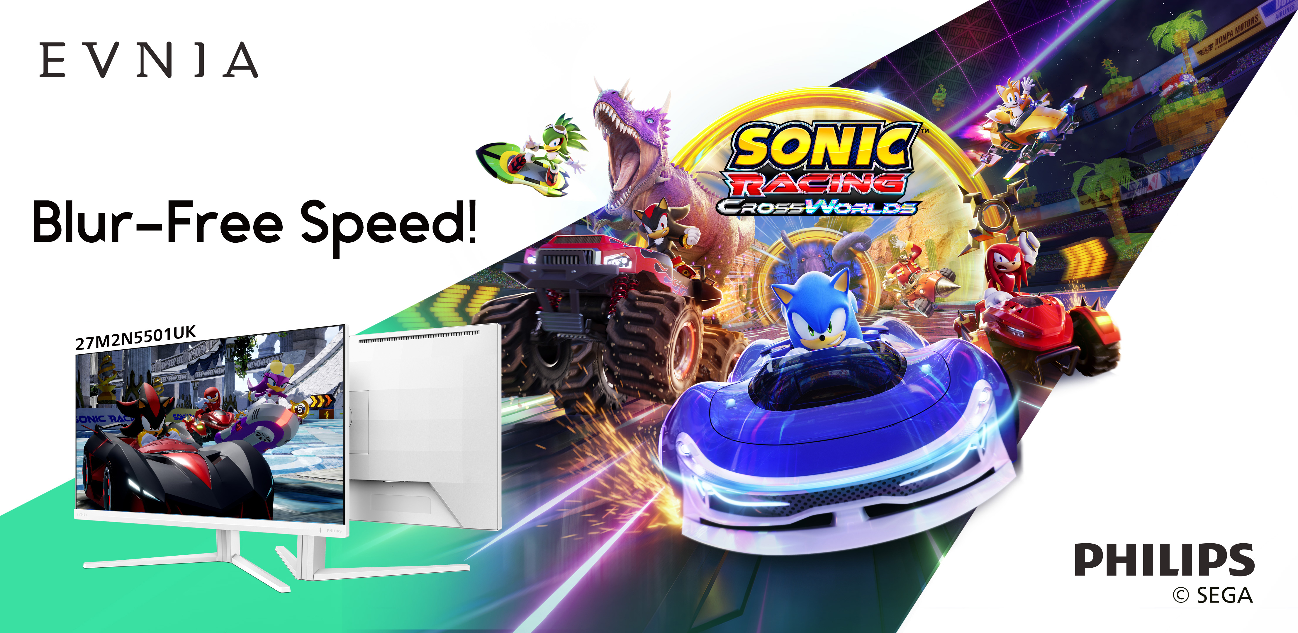 Philips Evnia Joins Forces with Sonic Racing: CrossWorlds to Bring Gamers the Perfect Fusion of Speed and Visual Brilliance - Evnia 27M2N5501UK