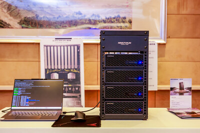 MS-S1 Max with AMD Ryzen AI MAX+ 395 chip, 4-node cluster display