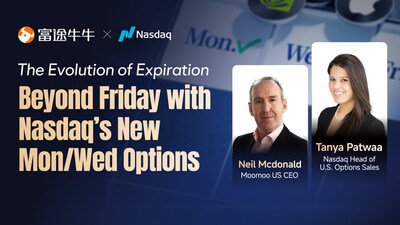 Moomoo celebrated the introduction of these groundbreaking products by livestreaming an exclusive discussion for its global community, featuring Neil McDonald, CEO of Moomoo US, and Tanya Patwa, Head of U.S. Options Sales, Nasdaq Moomoo celebrated the introduction of these groundbreaking products by livestreaming an exclusive discussion for its global community, featuring Neil McDonald, CEO of Moomoo US, and Tanya Patwa, Head of U.S. Options Sales, Nasdaq