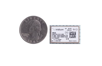 The Iridium 9604 three-in-one module. Quarter and module to scale. The Iridium 9604 three-in-one module. Quarter and module to scale.