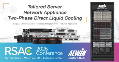 AEWIN showcases its tailored server, network appliance, and two-phase direct liquid cooling solutions at the 2026 RSA Conference in San Francisco. AEWIN showcases its tailored server, network appliance, and two-phase direct liquid cooling solutions at the 2026 RSA Conference in San Francisco.