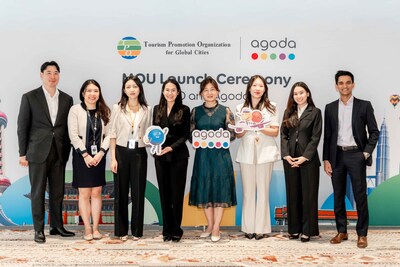 Representatives from Agoda and TPO celebrate the launch of the MOU.