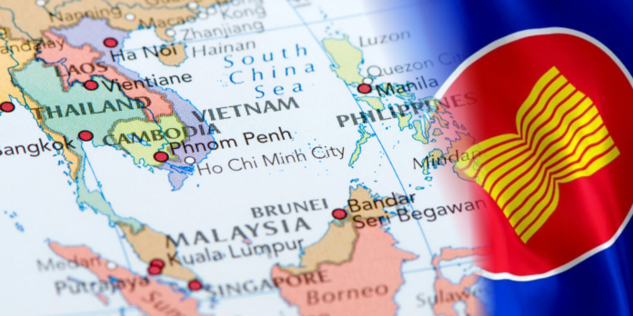 ASEAN maps and flag