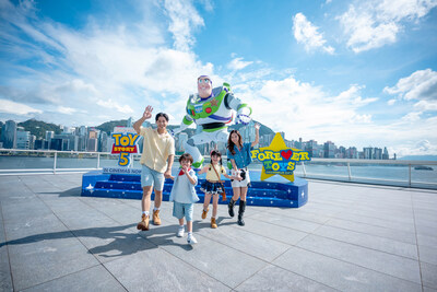 Fans can explore immersive installations at Ocean Terminal Deck. The 4.5-metre-tall “Buzz Lightyear — To Infinity and Beyond!” installation stands prominently against the Victoria Harbour skyline.
