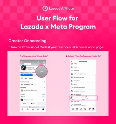1. Enable Professional Mode on their Facebook or Instagram profile 1. Enable Professional Mode on their Facebook or Instagram profile