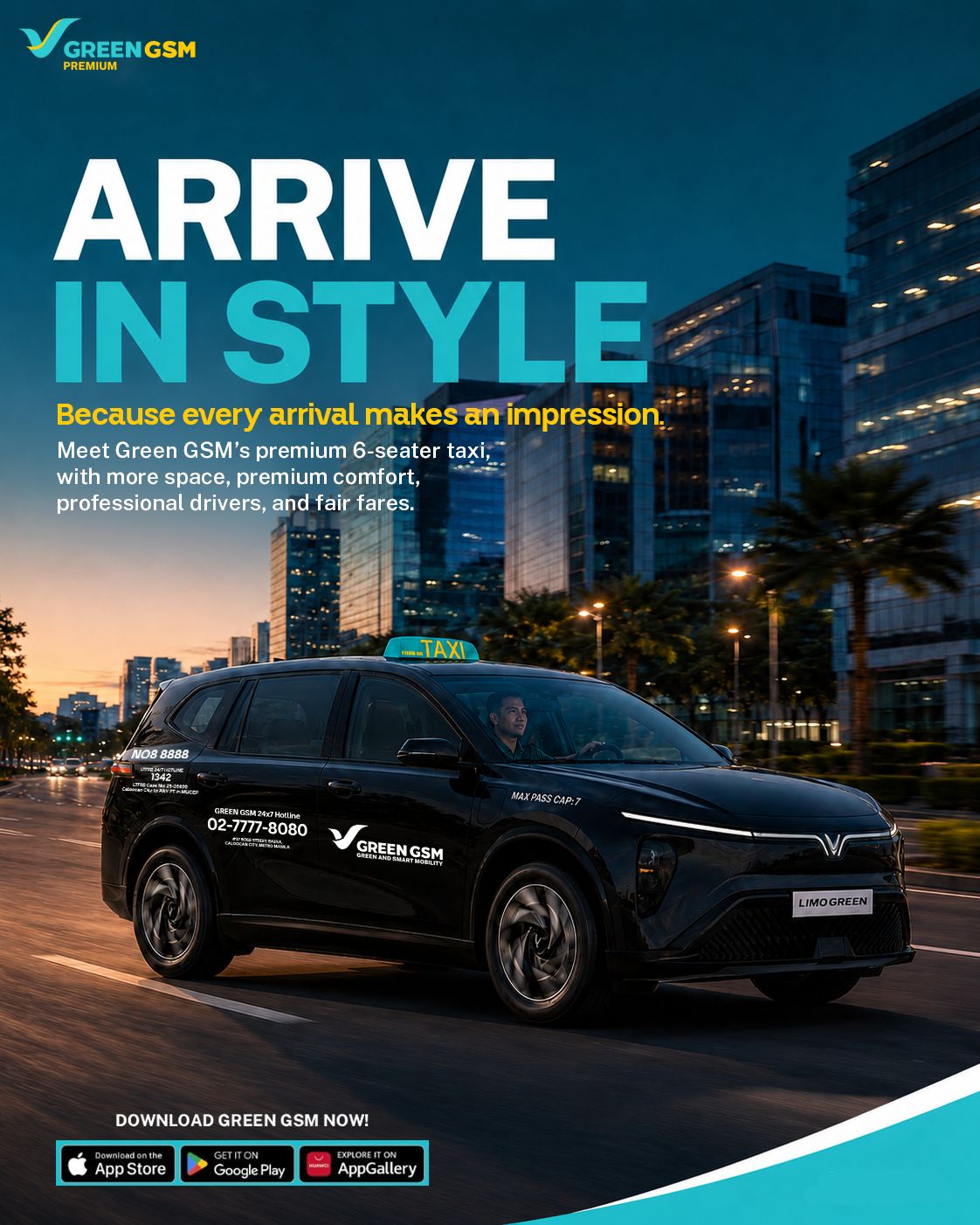 Green GSM launches its Premium Taxi service in the Philippines.