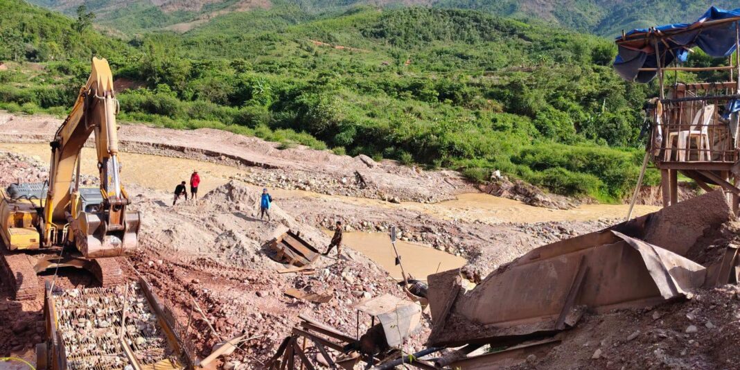 A stone and sand processing plant in Nam Mo village