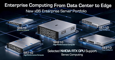 Senao Computing’s new x86 enterprise server portfolio spans data center and edge deployments, with NVIDIA RTX GPU support in selected configurations. Senao Computing’s new x86 enterprise server portfolio spans data center and edge deployments, with NVIDIA RTX GPU support in selected configurations.