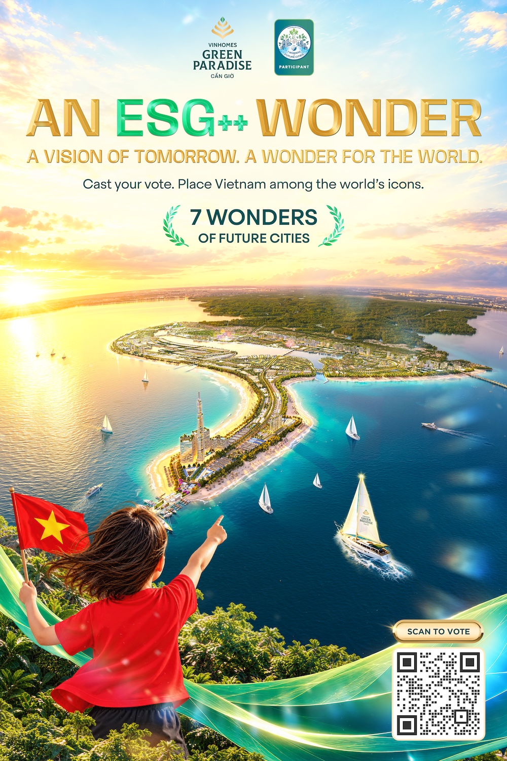 Vinhomes Green Paradise, a development in Can Gio, Ho Chi Minh City, has officially entered the global voting phase of the "7 Wonders of Future Cities" campaign launched by New7Wonders.